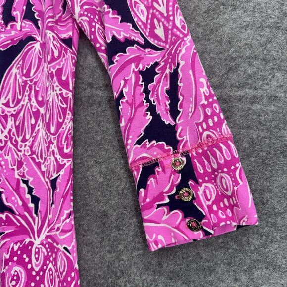 Lilly Pulitzer Womens Sophie Dress Size Med Pink Navy Pineapple Preppy Island - Picture 5 of 9
